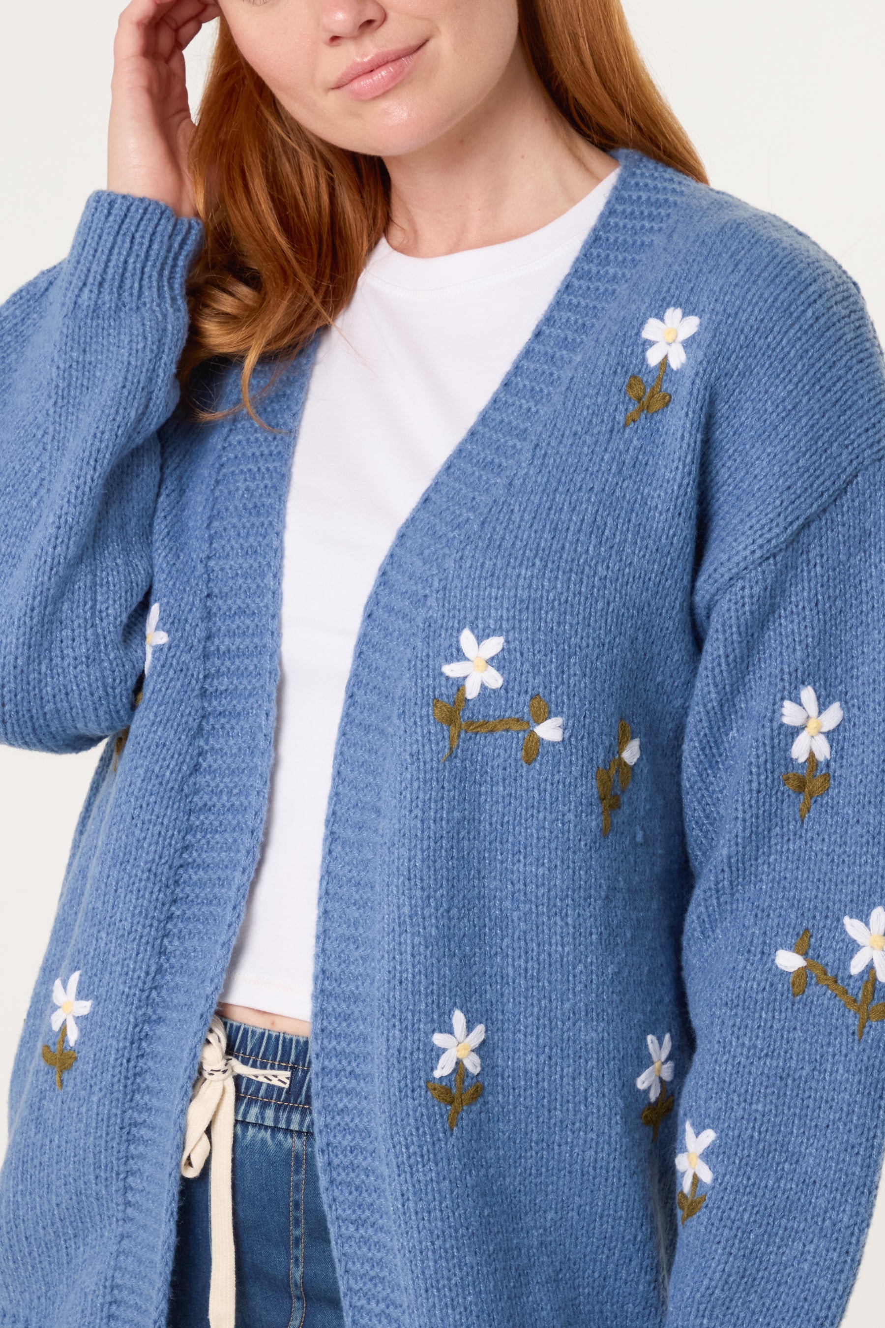 Embroidered Daisy Knit Cardigan