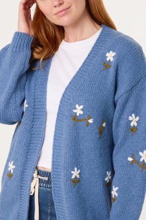 Embroidered Daisy Knit Cardigan