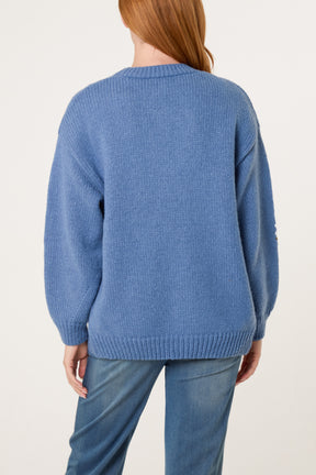 Embroidered Daisy Knit Cardigan