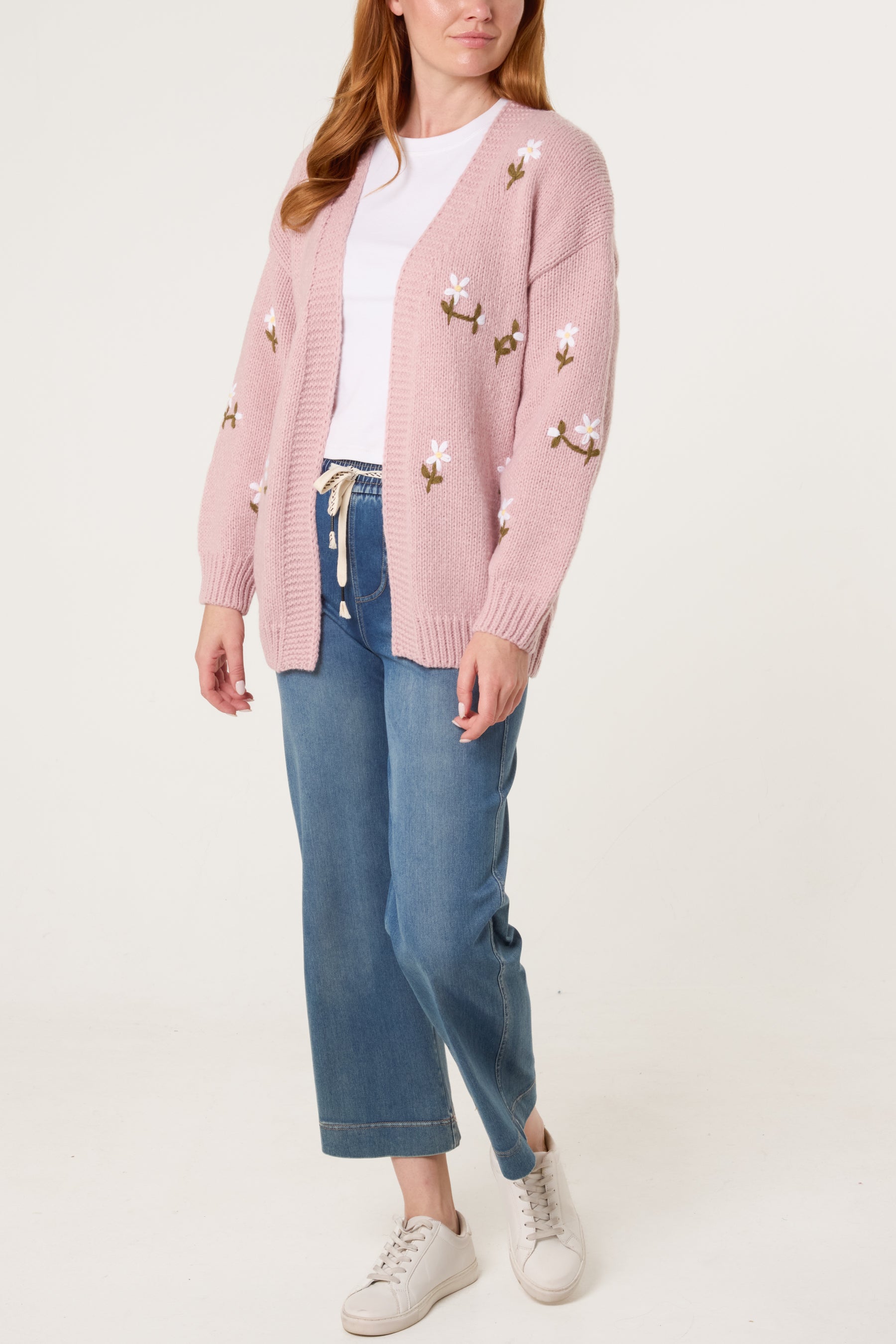 Embroidered Daisy Knit Cardigan