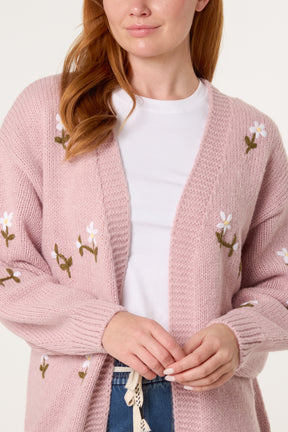 Embroidered Daisy Knit Cardigan