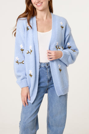Floral Embroidery Knit Cardigan