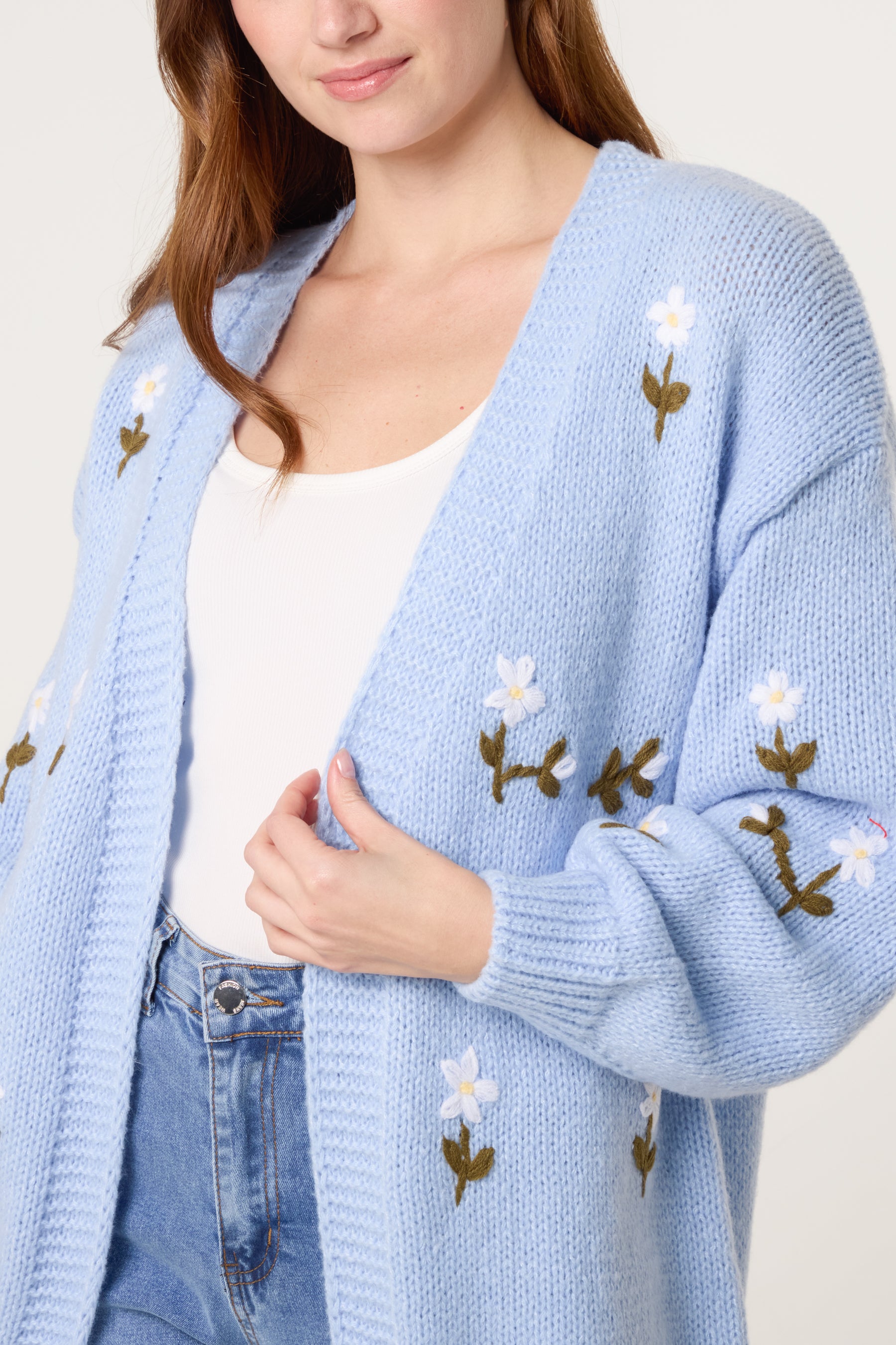 Floral Embroidery Knit Cardigan