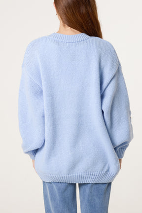 Floral Embroidery Knit Cardigan