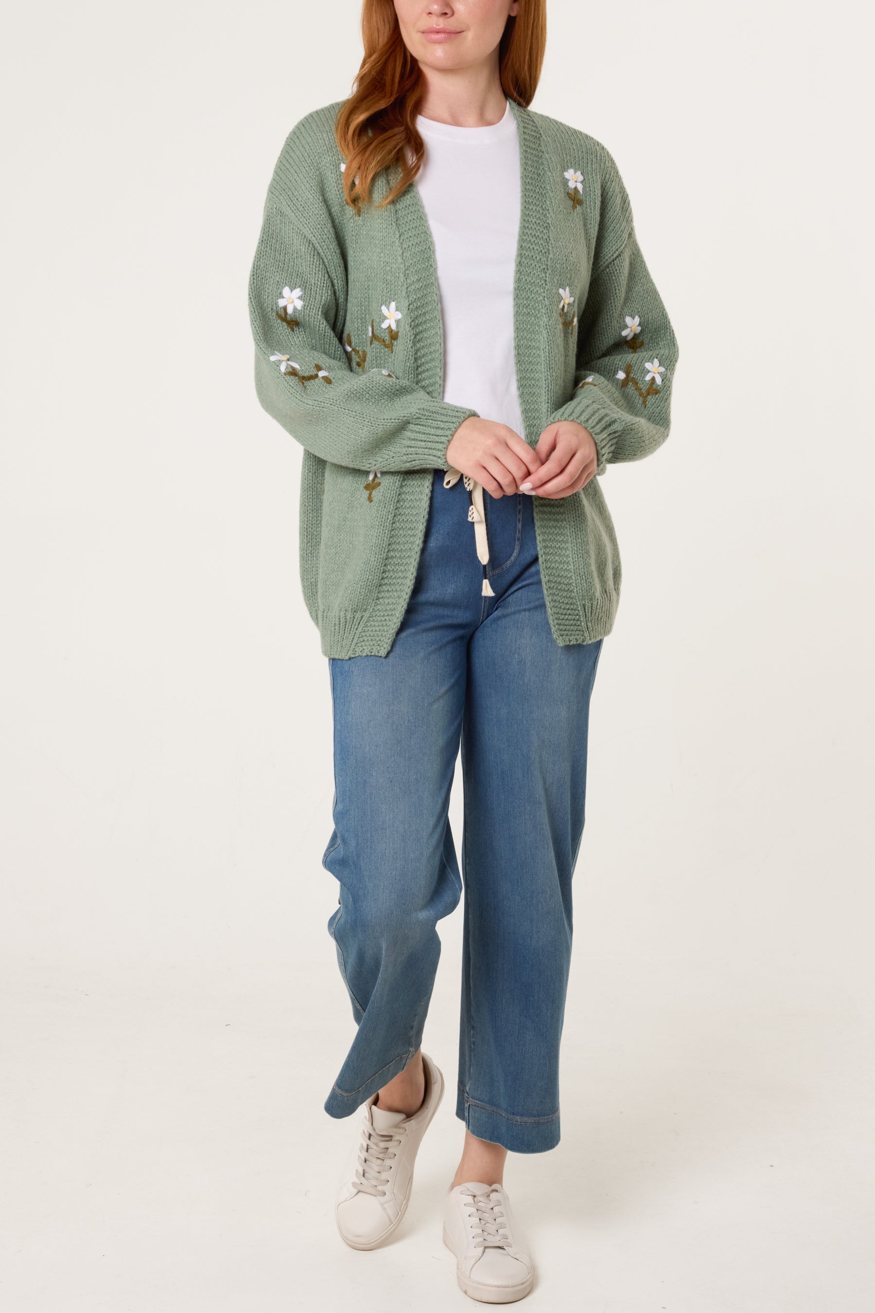 Embroidered Daisy Knit Cardigan