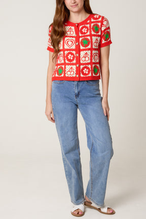 Patchwork Fruit Crochet Cardigan