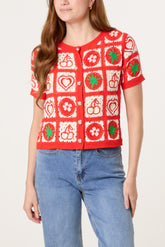 Patchwork Fruit Crochet Cardigan