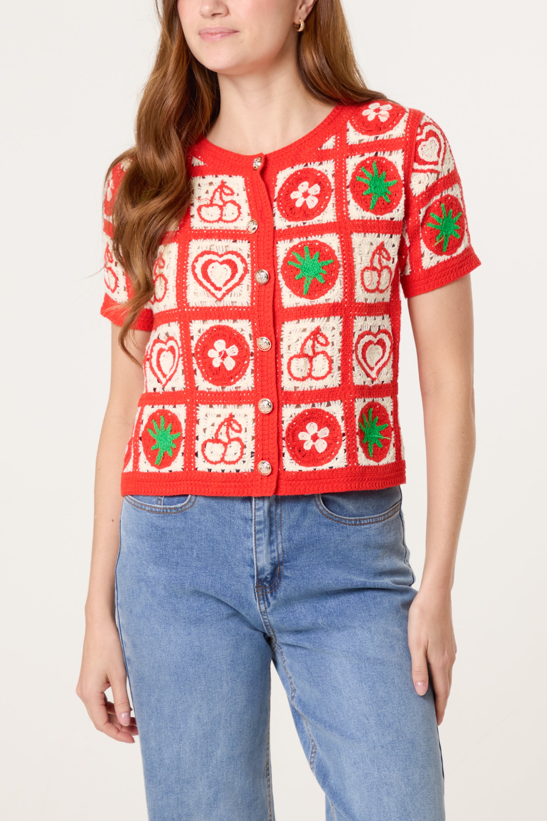 Patchwork Fruit Crochet Cardigan