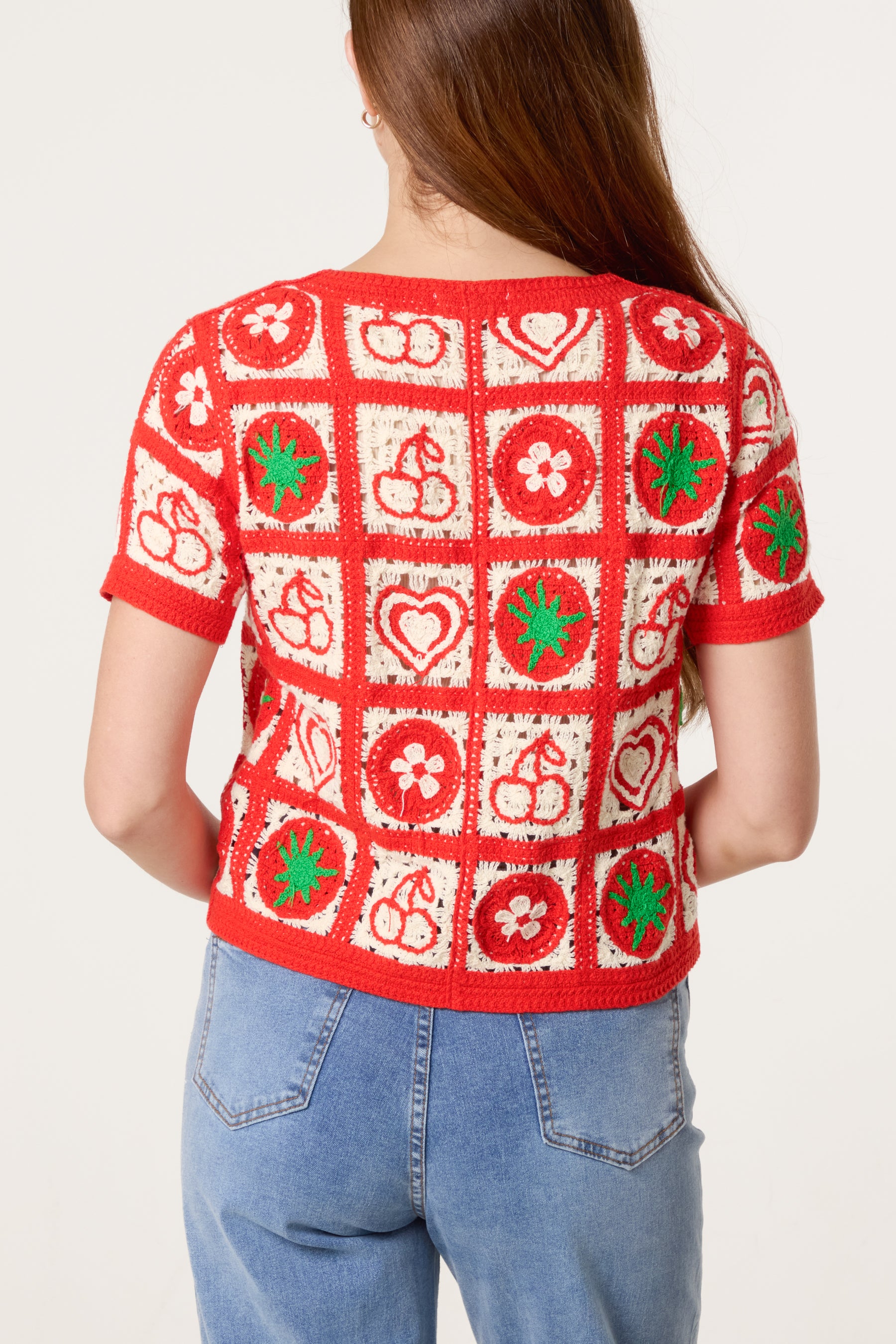 Patchwork Fruit Crochet Cardigan