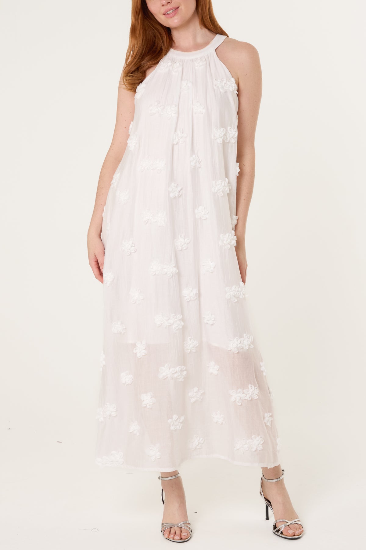 Halterneck Cotton Flower Dress