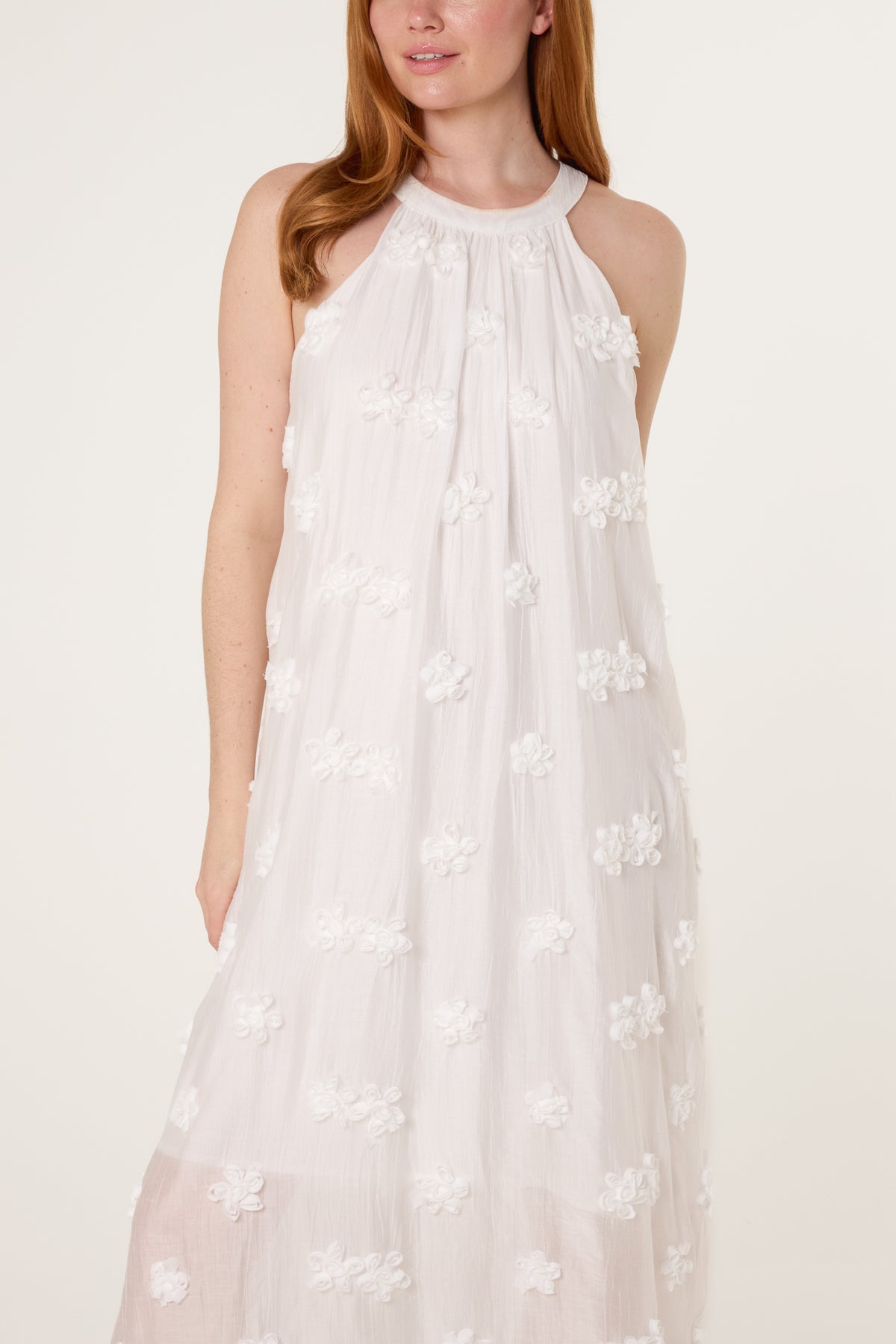 Halterneck Cotton Flower Dress