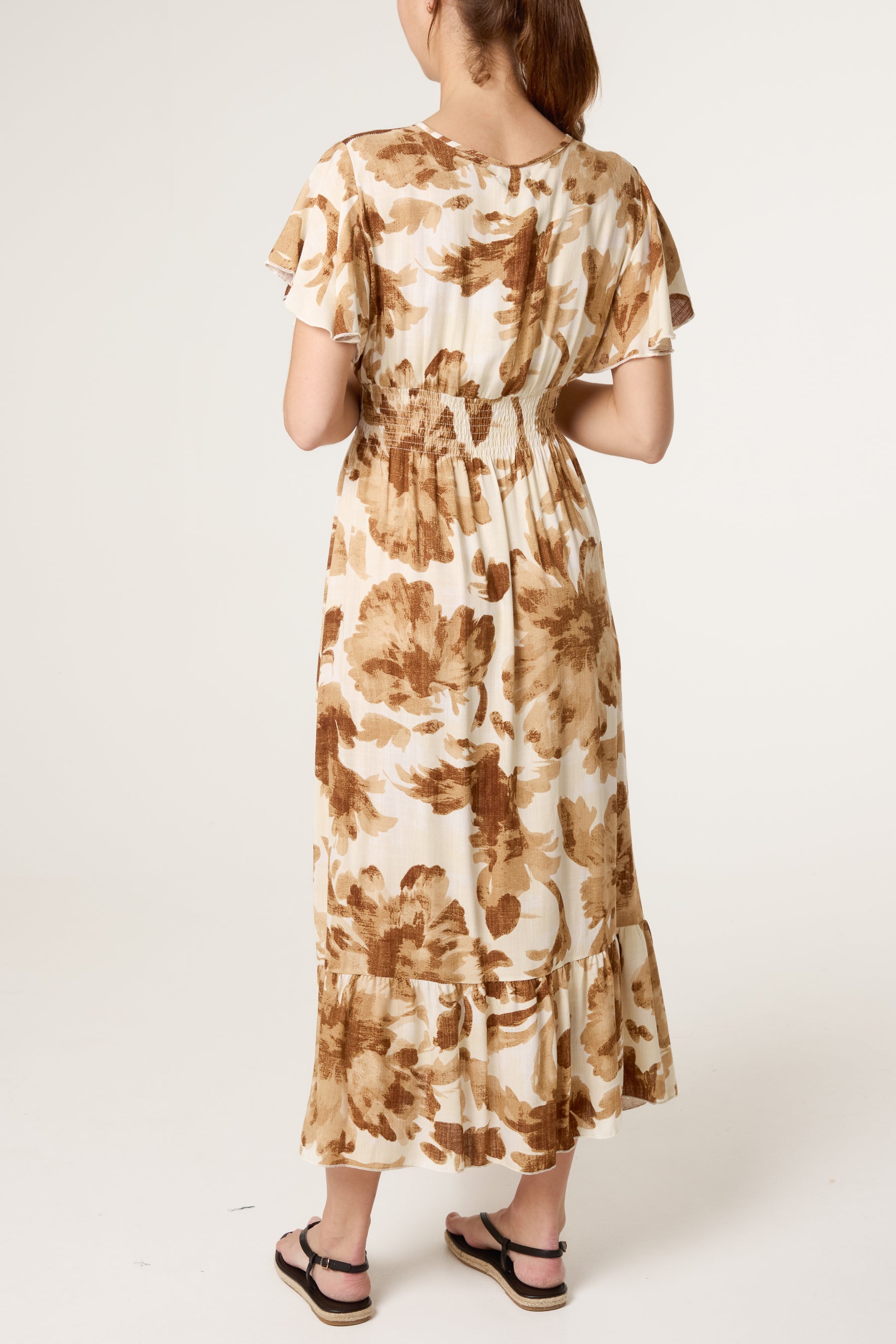 Floral Wrap Front Elastic Dress