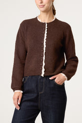 Broderie Anglaise Trim Knit Cardigan