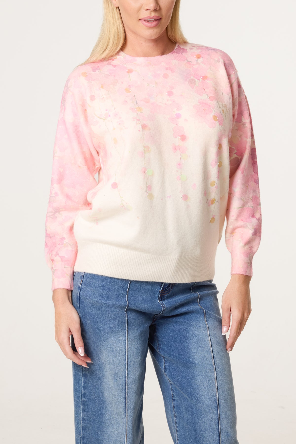 Blossom Embellished Crew Knit Jumper
