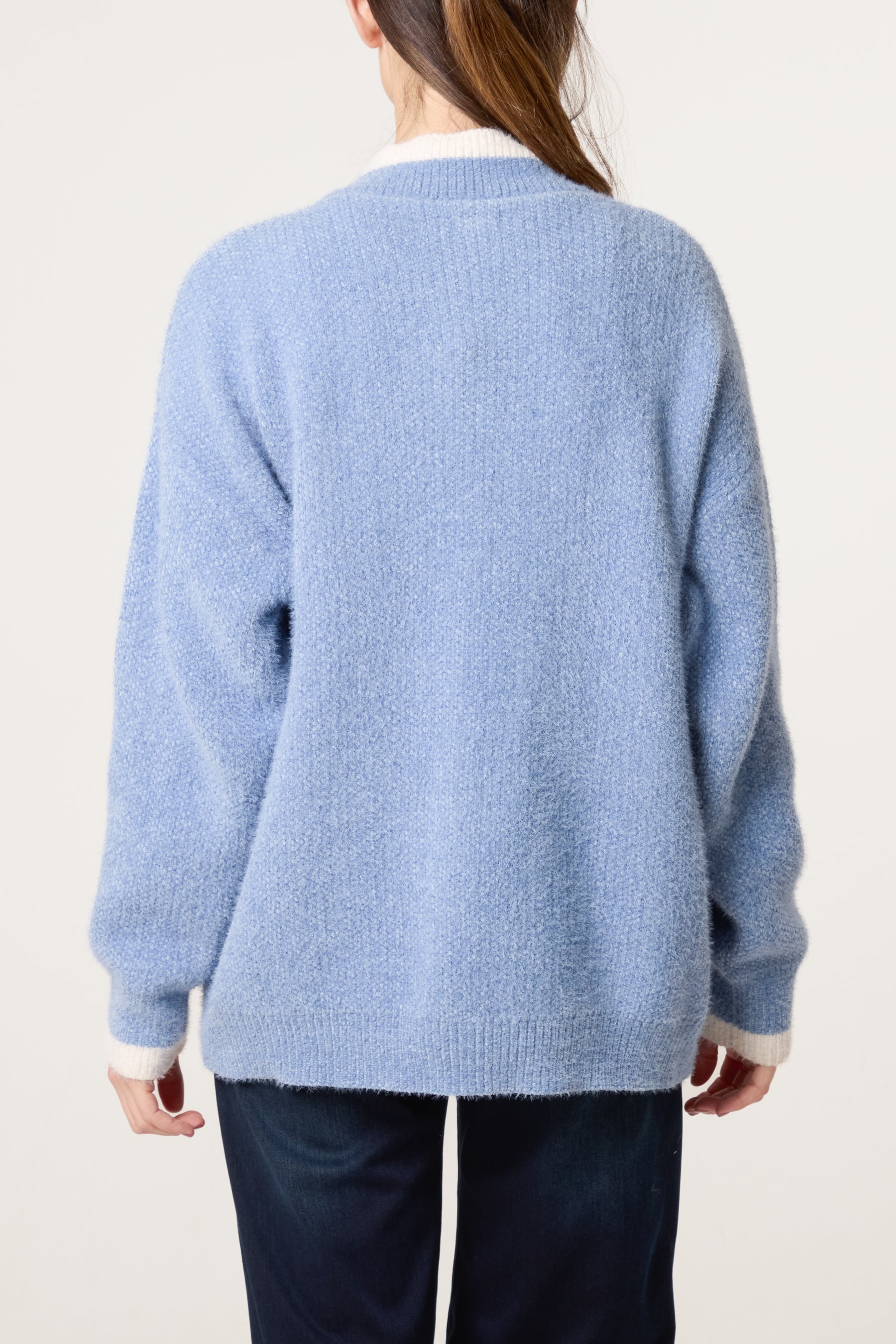 Cosy Knit Contrast Pocket Cardigan