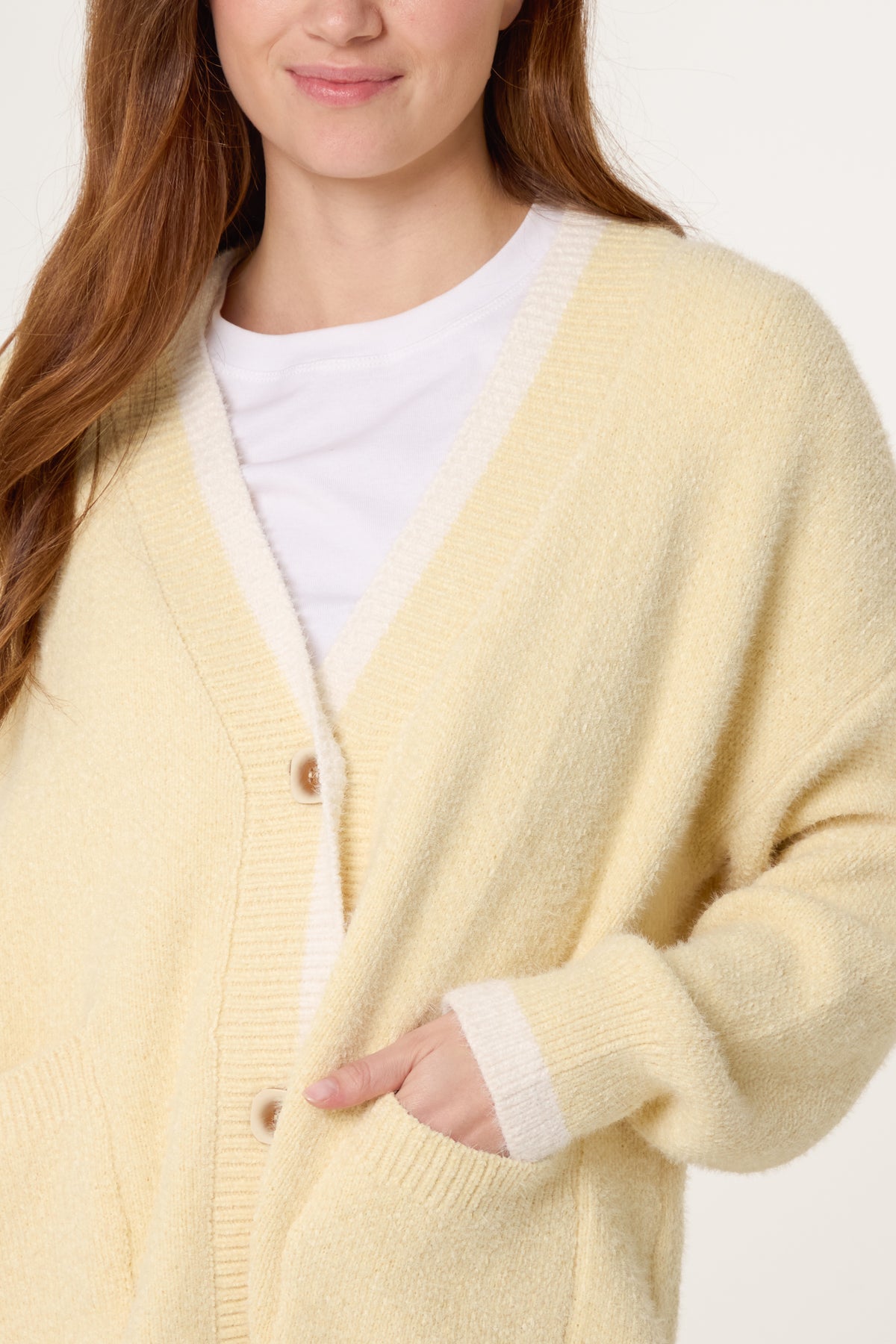 Cosy Knit Contrast Pocket Cardigan