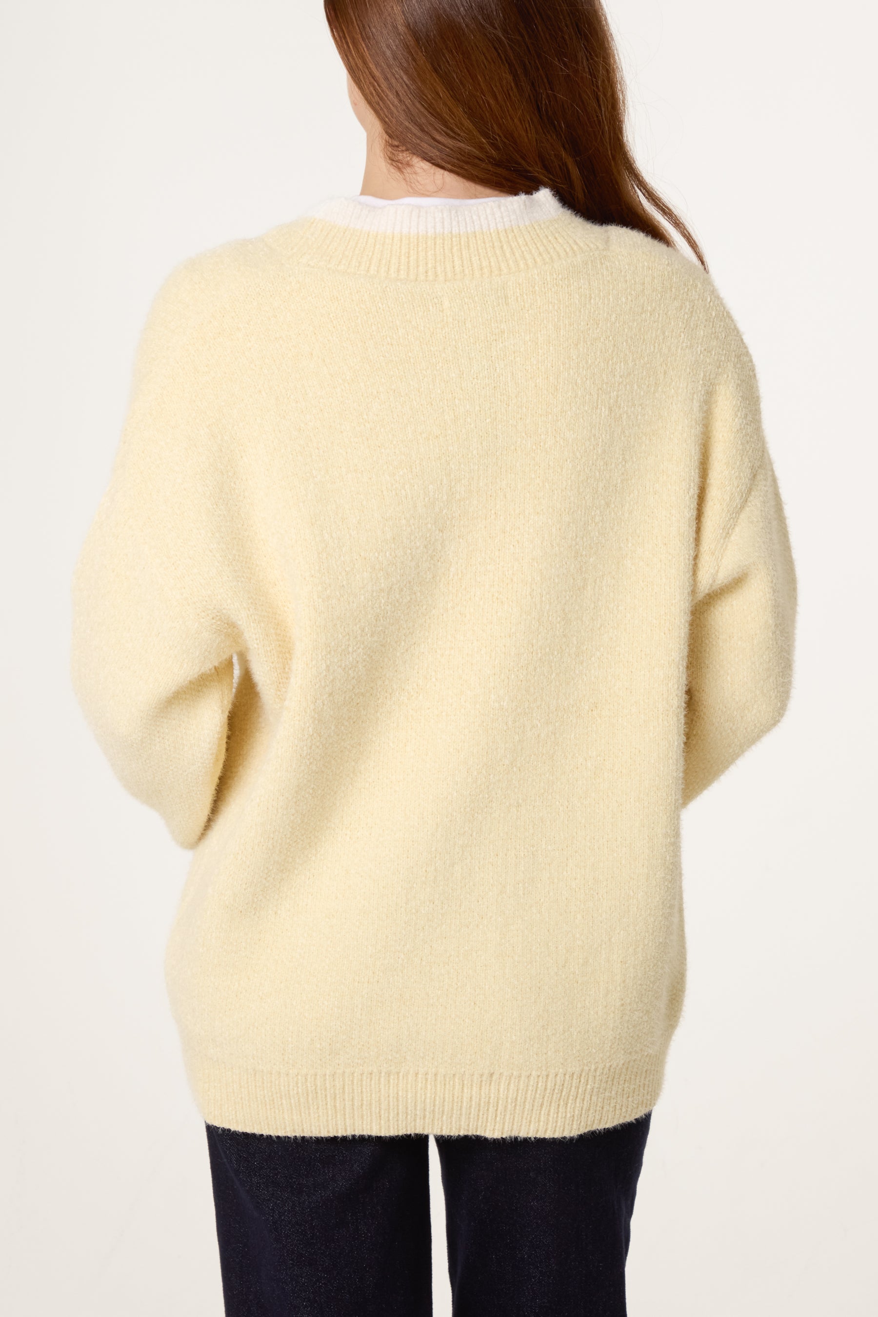 Cosy Knit Contrast Pocket Cardigan