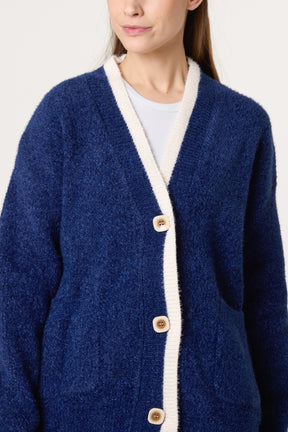 Cosy Knit Contrast Pocket Cardigan