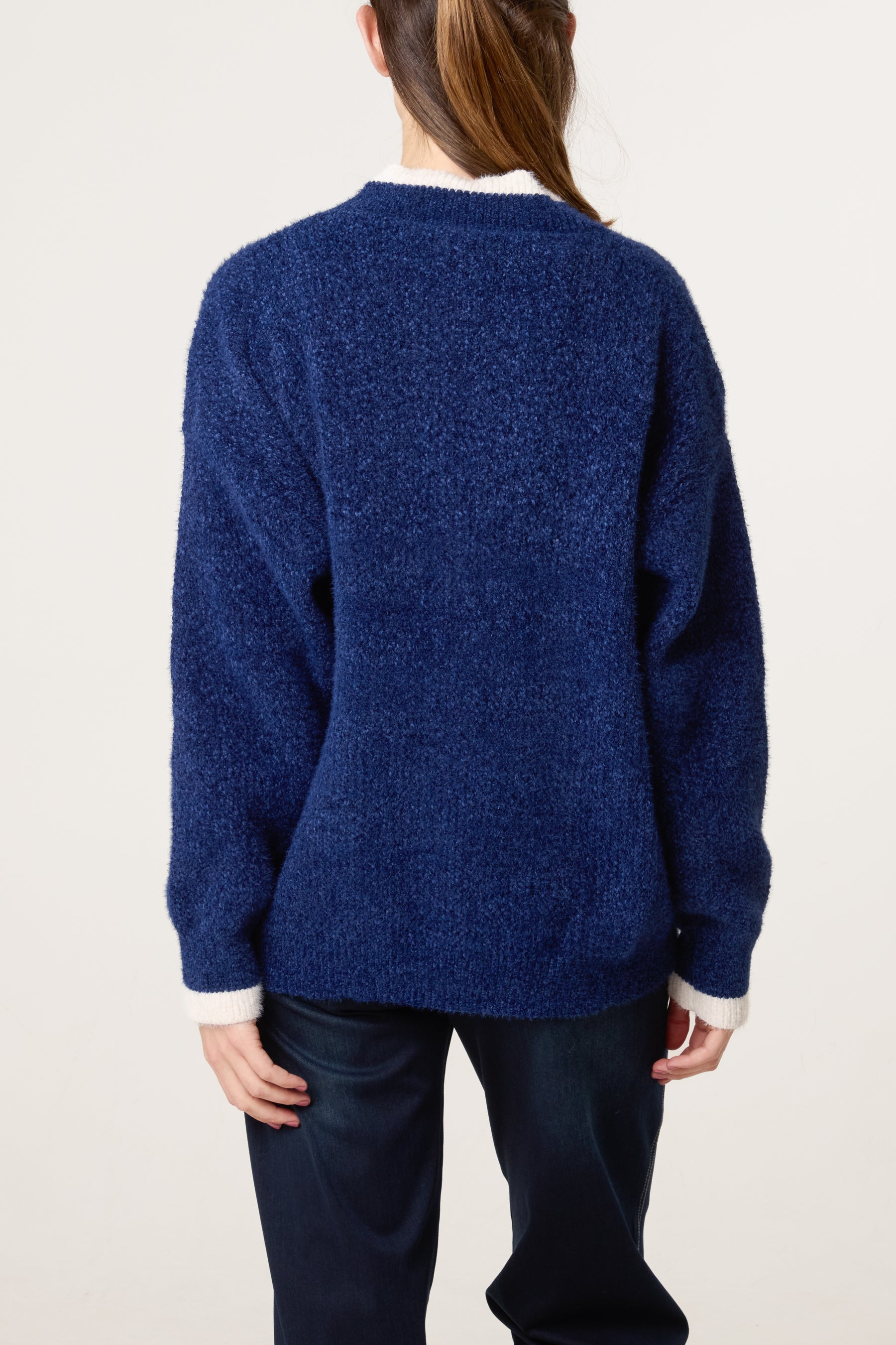 Cosy Knit Contrast Pocket Cardigan
