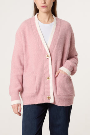 Cosy Knit Contrast Pocket Cardigan