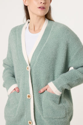 Cosy Knit Contrast Pocket Cardigan
