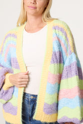 Wavy Colour Block Knit Cardigan