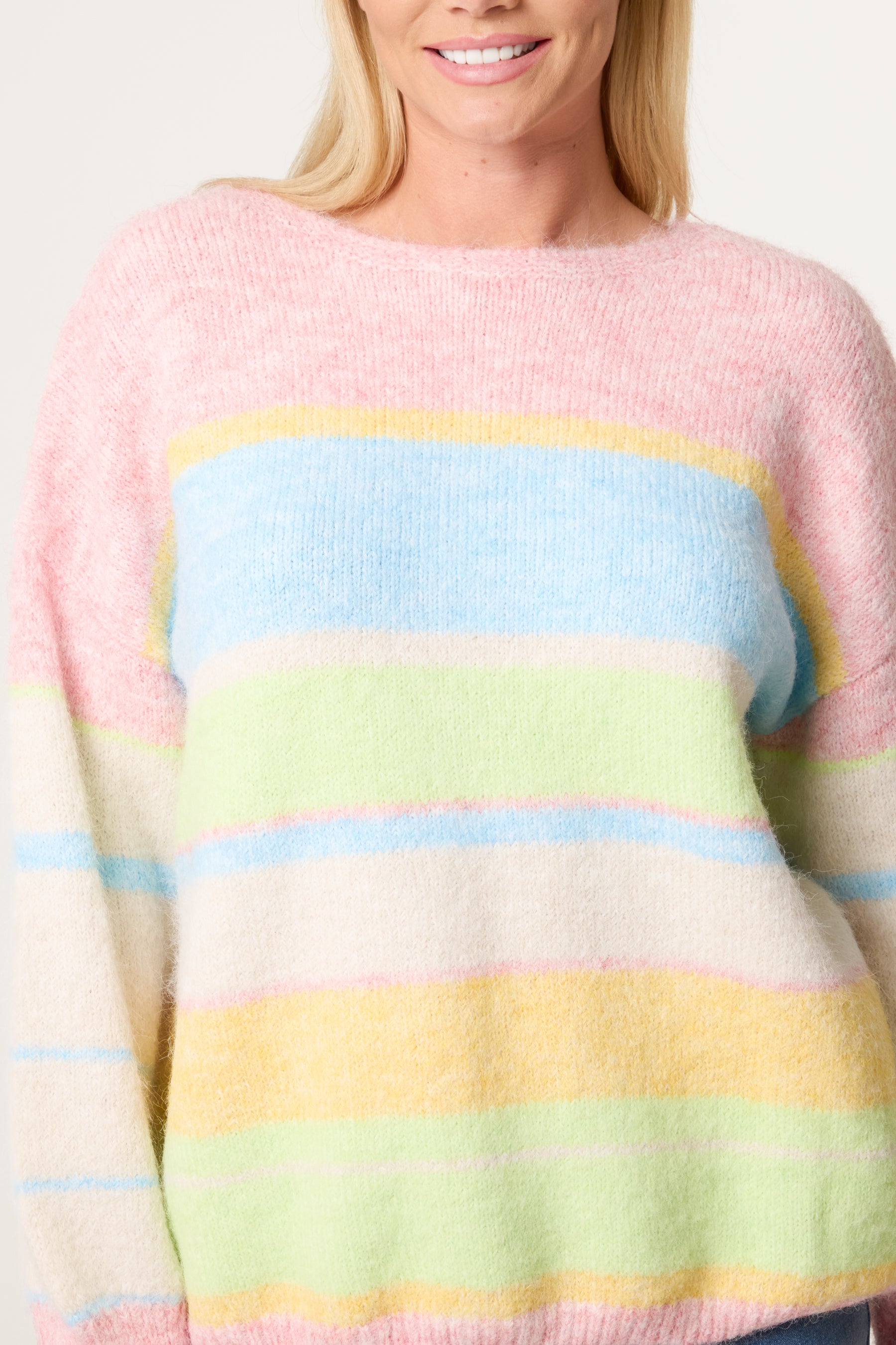 Pastel Colour Block Crew Knit Jumper