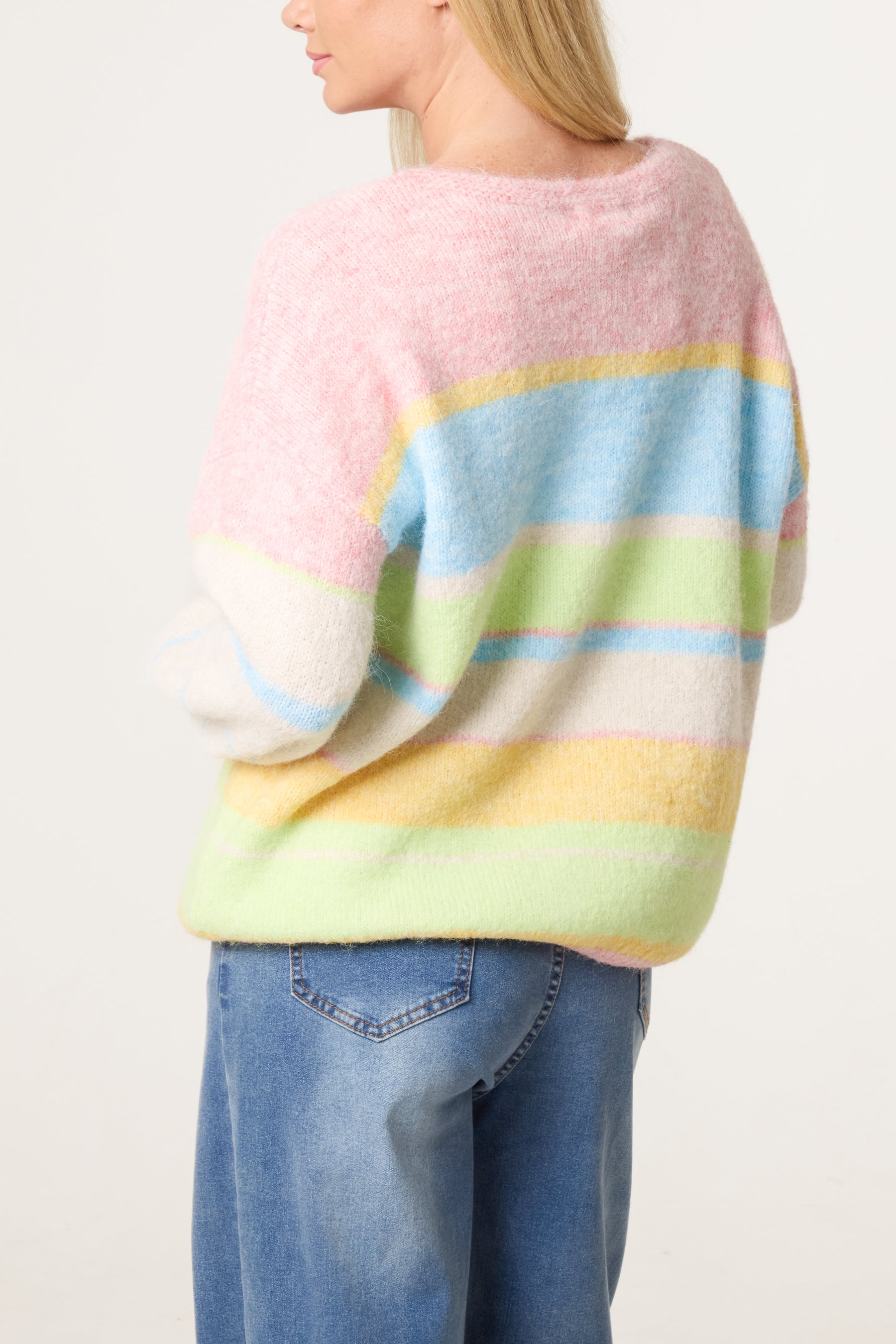 Pastel Colour Block Crew Knit Jumper