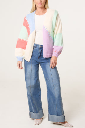 Stitch Colourblock Knit Cardigan
