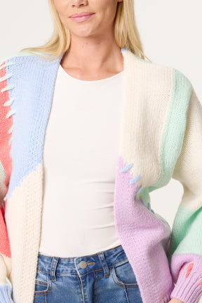 Stitch Colourblock Knit Cardigan