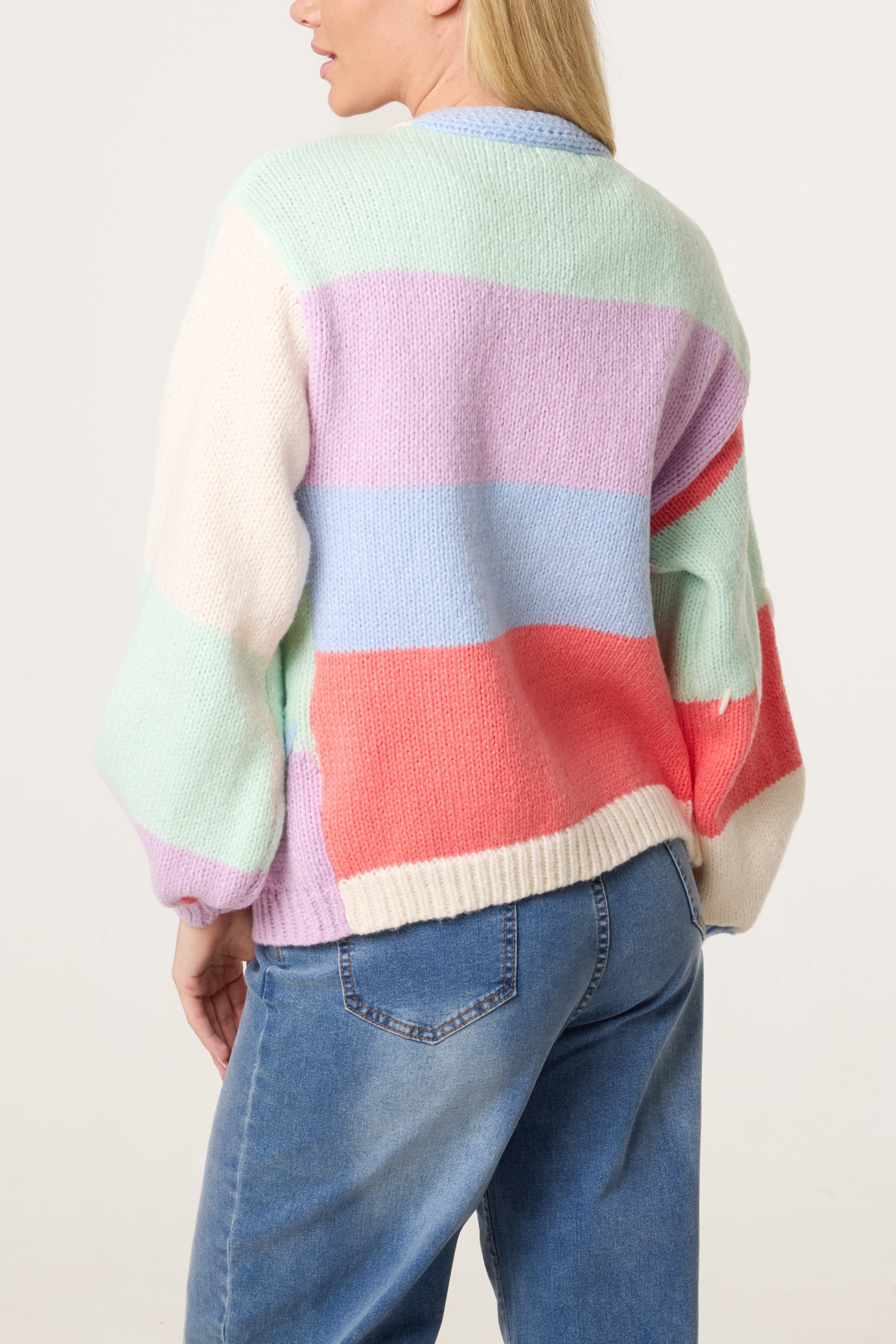 Stitch Colourblock Knit Cardigan