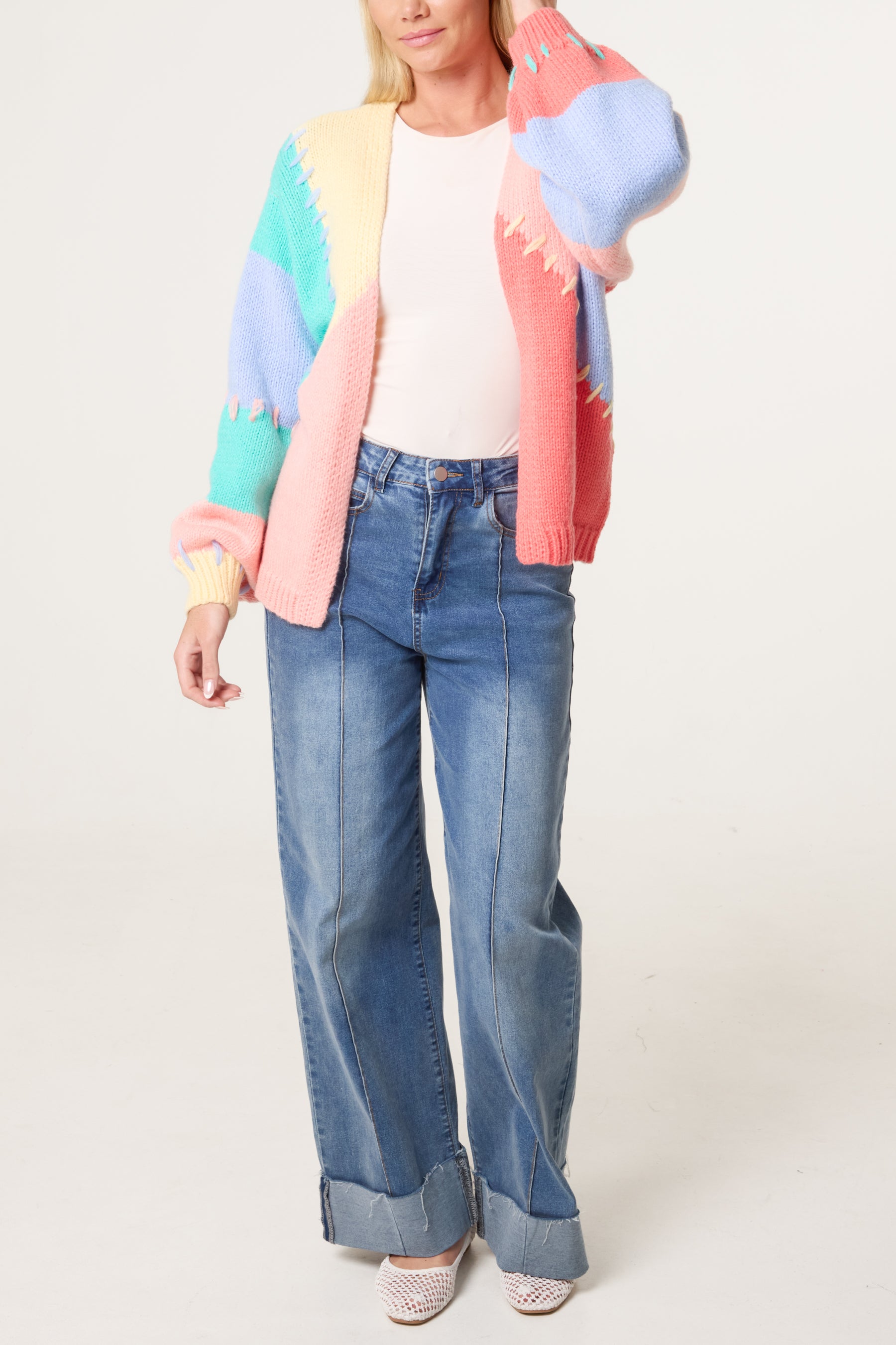 Stitch Colourblock Knit Cardigan