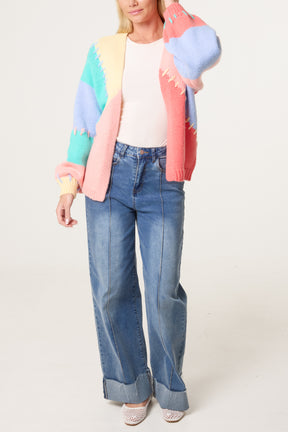 Stitch Colourblock Knit Cardigan