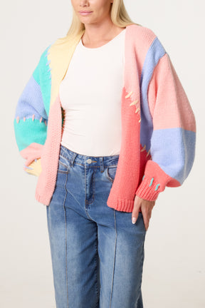 Stitch Colourblock Knit Cardigan