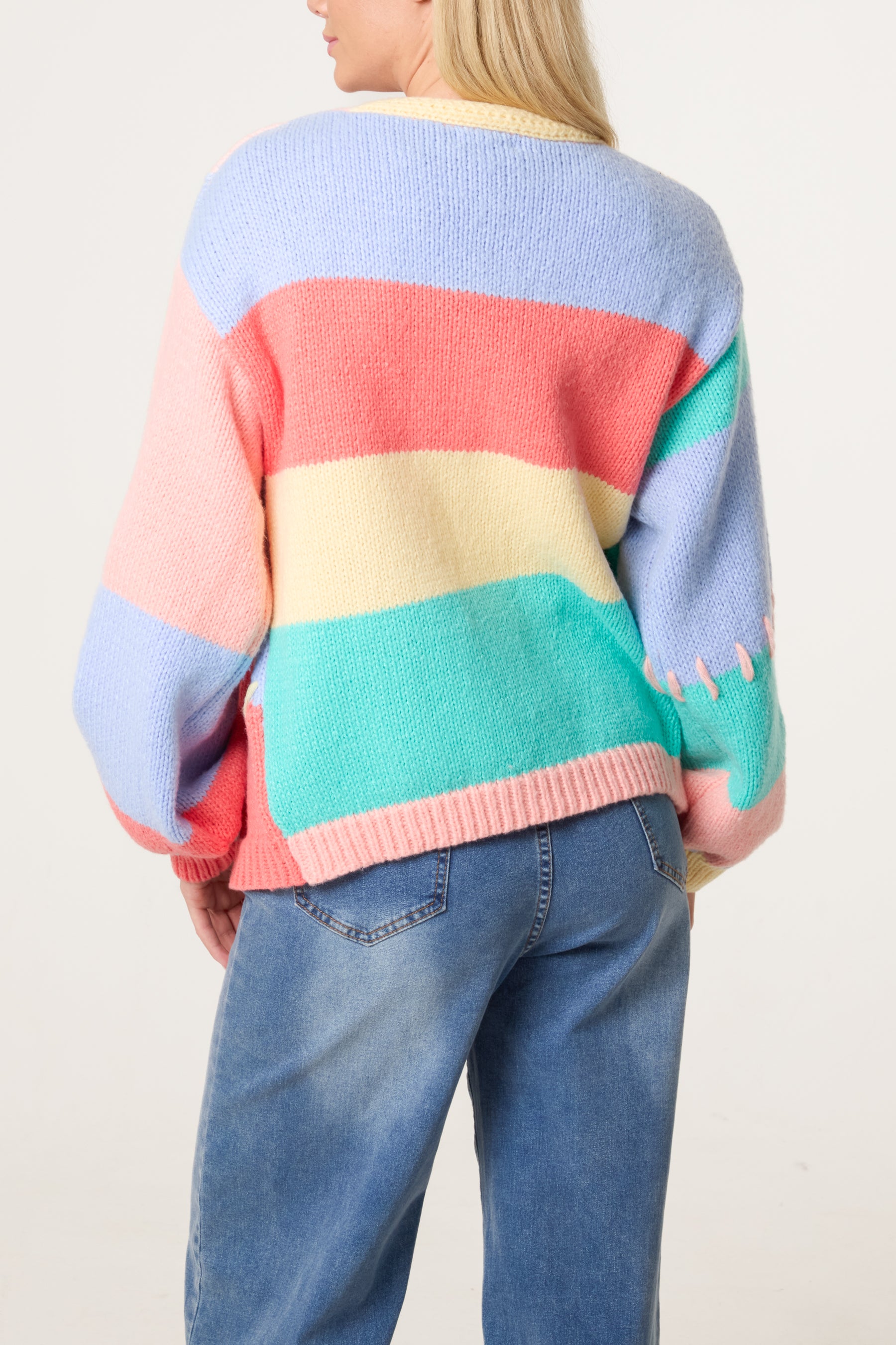 Stitch Colourblock Knit Cardigan