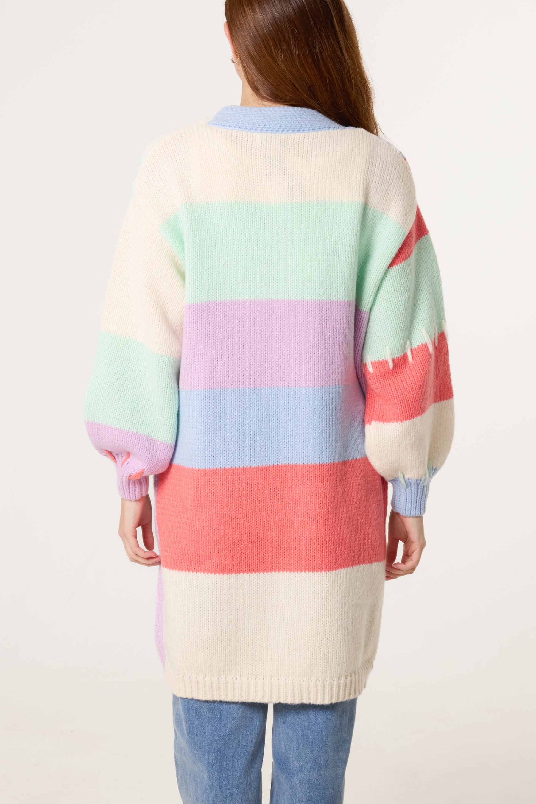 Stitch Detail Colourblock Cardigan