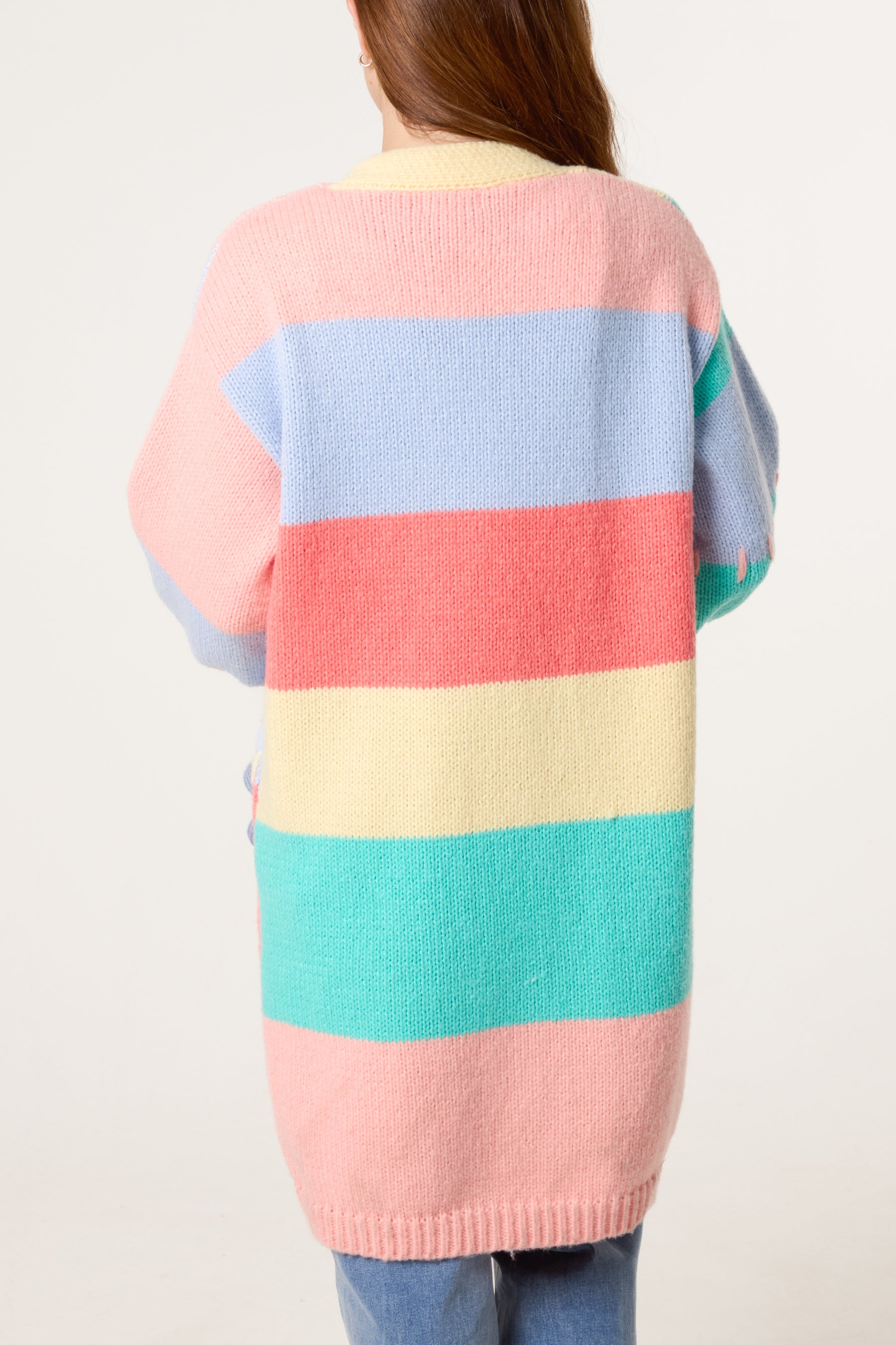 3D Knitted Flower Colourblock Cardigan