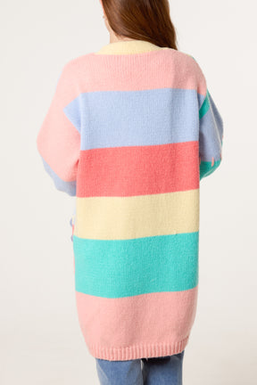 3D Knitted Flower Colourblock Cardigan