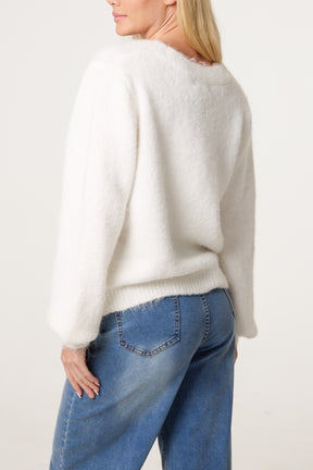 Gold Shell Button Knit Cardigan