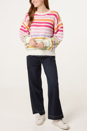 Crew Neck Striped Knit Jumper