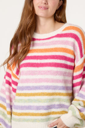 Crew Neck Striped Knit Jumper