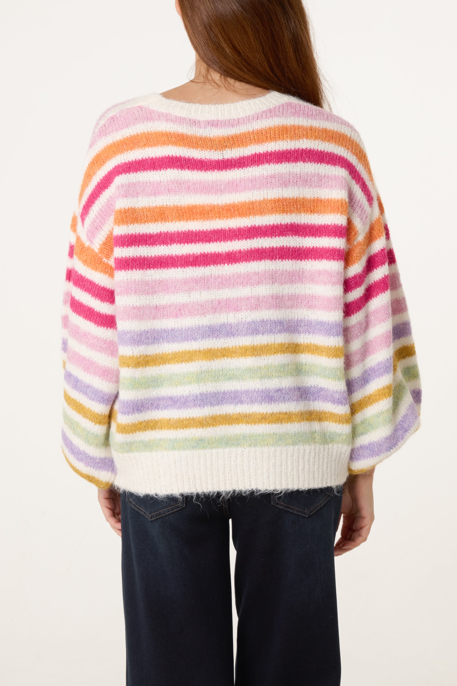 Crew Neck Striped Knit Jumper