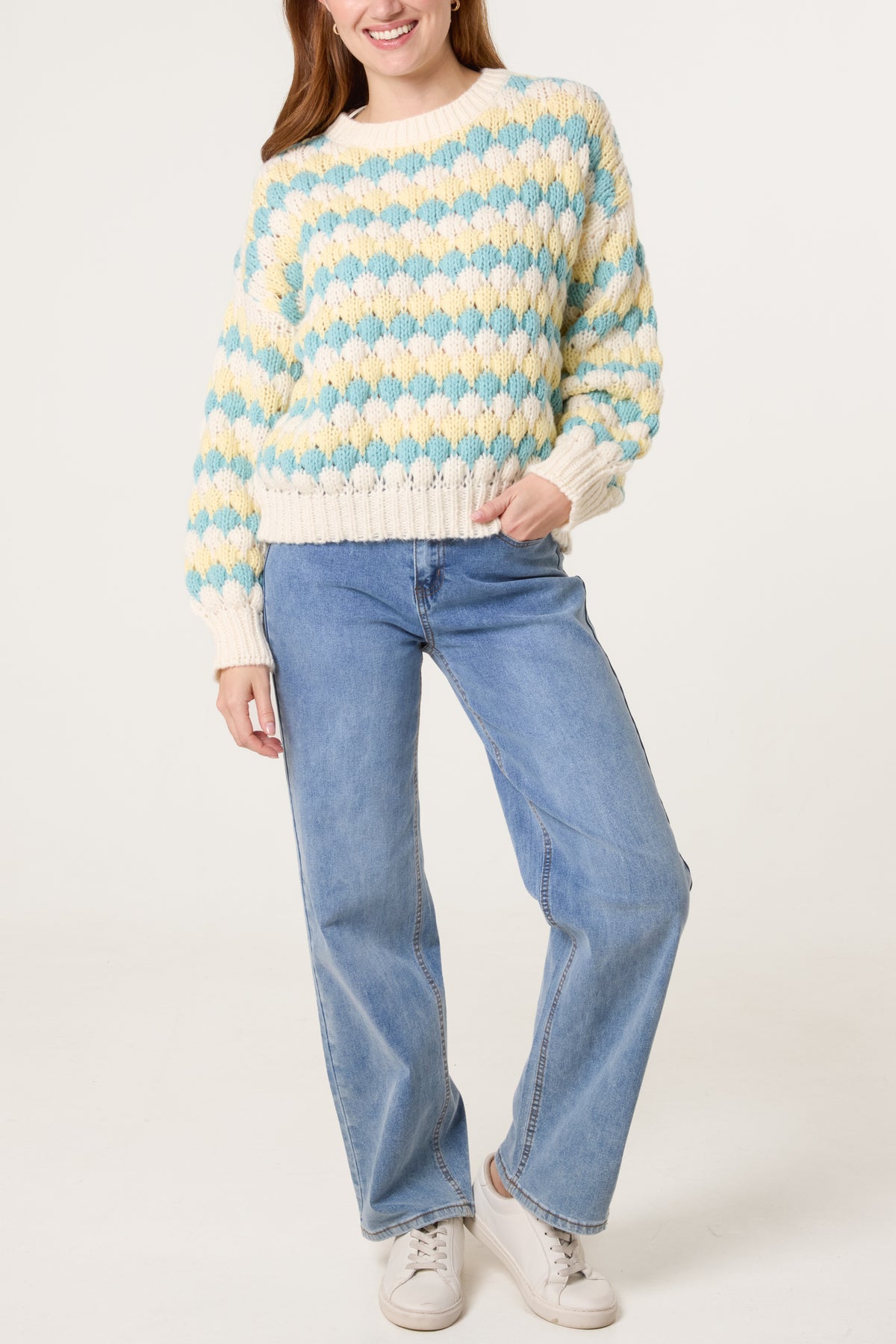 Diamond Knit Round Neck Jumper