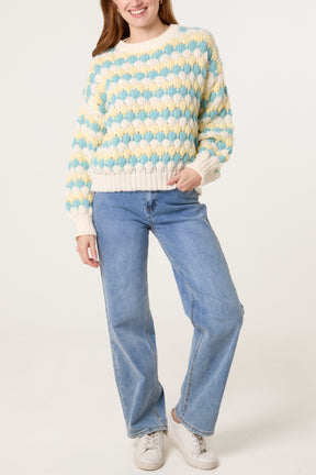 Diamond Knit Round Neck Jumper