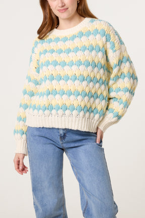 Diamond Knit Round Neck Jumper
