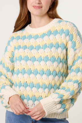 Diamond Knit Round Neck Jumper