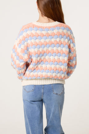 Diamond Knit Round Neck Jumper