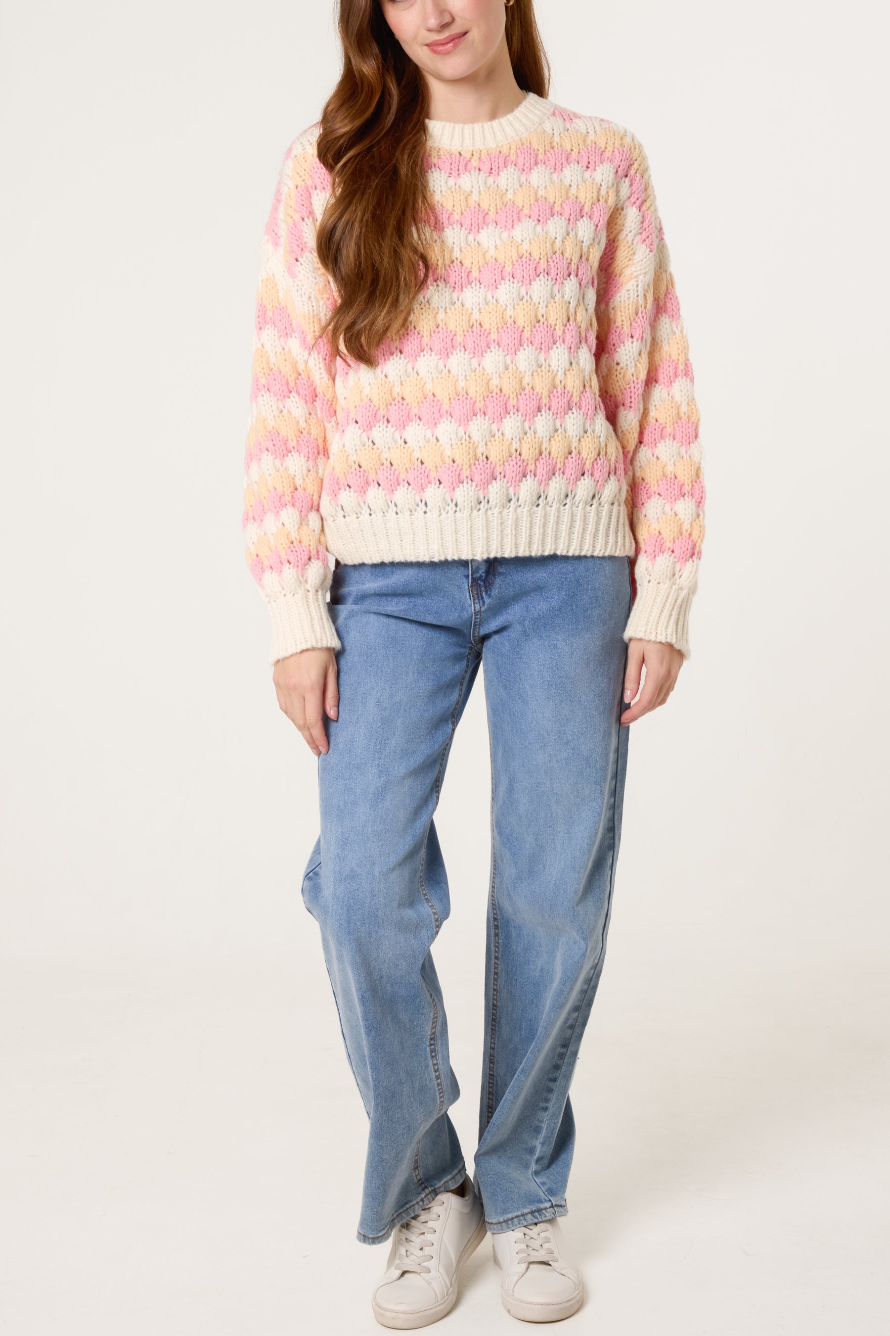 Diamond Knit Round Neck Jumper