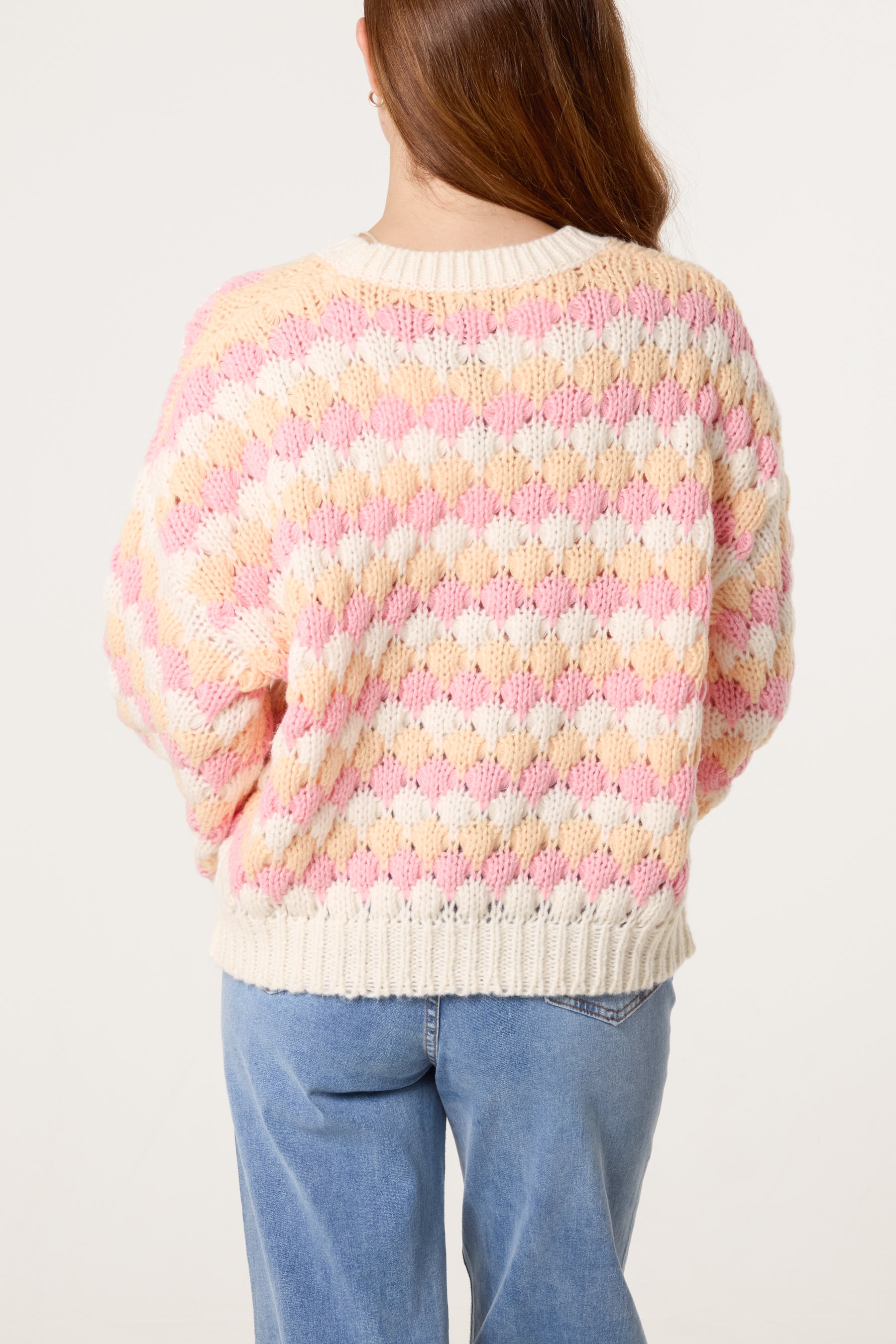 Diamond Knit Round Neck Jumper