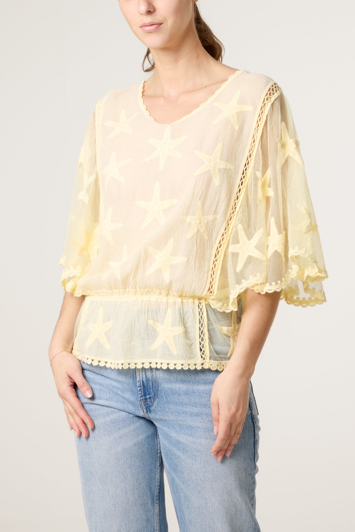 Star Lace Sleeve Blouse